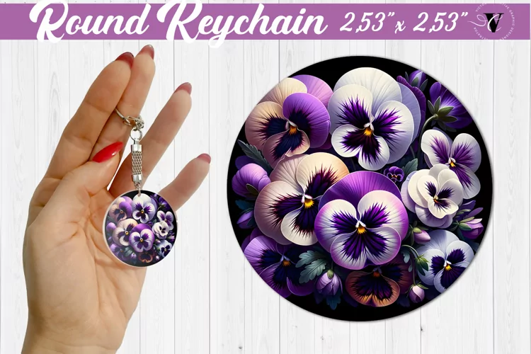 Round keychain sublimation | Spring flowers