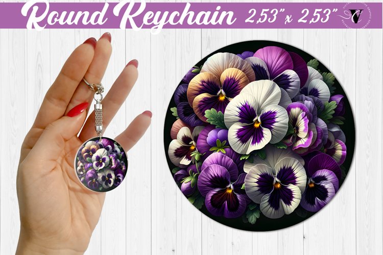 Round keychain sublimation | Spring flowers example image 1