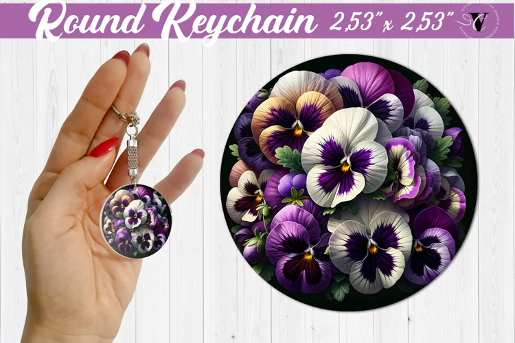 Round keychain sublimation | Spring flowers