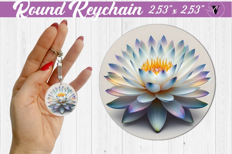 Round keychain sublimation | Spring flowers example image 1