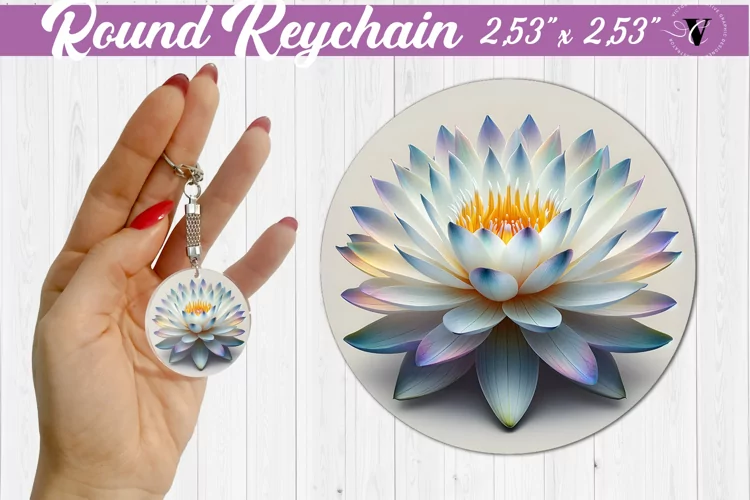 Round keychain sublimation | Spring flowers