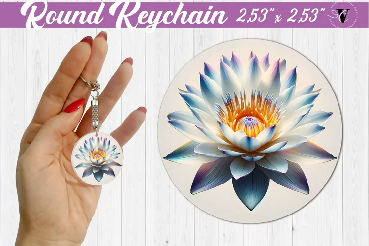 Round keychain sublimation | Spring flowers