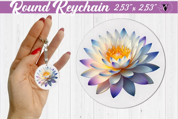 Round keychain sublimation | Spring flowers