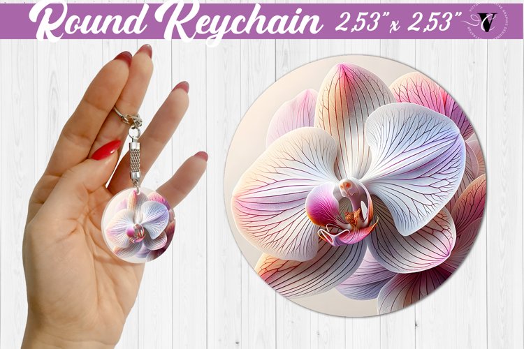 Round keychain sublimation | Spring flowers example image 1