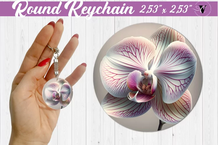 Round keychain sublimation | Spring flowers