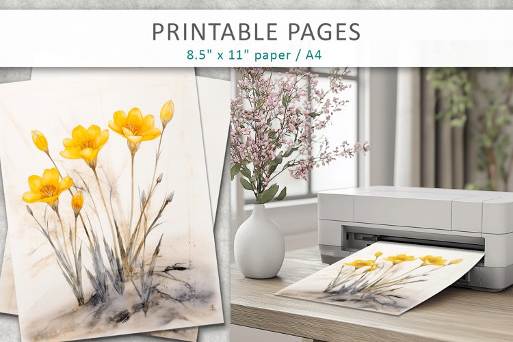 flowers junk journal paper, printable sheets