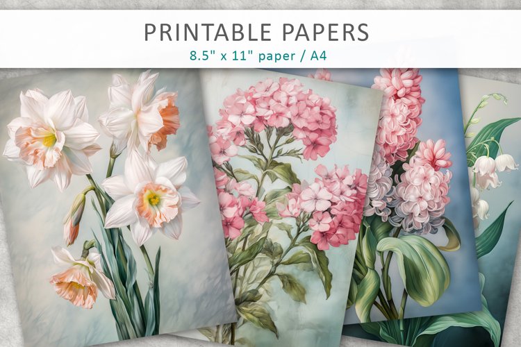 Floral Junk Journal Digital Paper