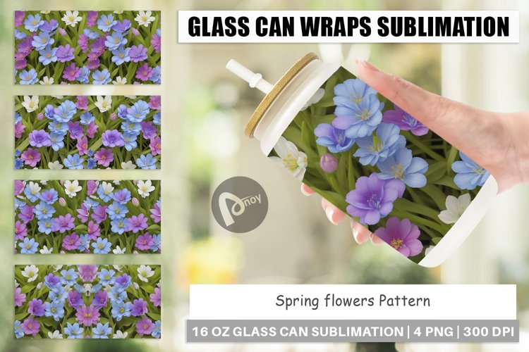 Glass Can Wraps Spring flowers Pattern