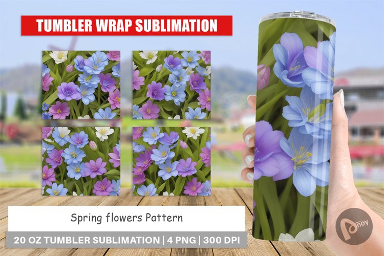 Tumbler Sublimation Wrap Spring flowers Pattern