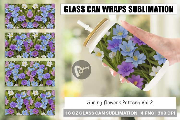 Glass Can Wraps Spring flowers Pattern