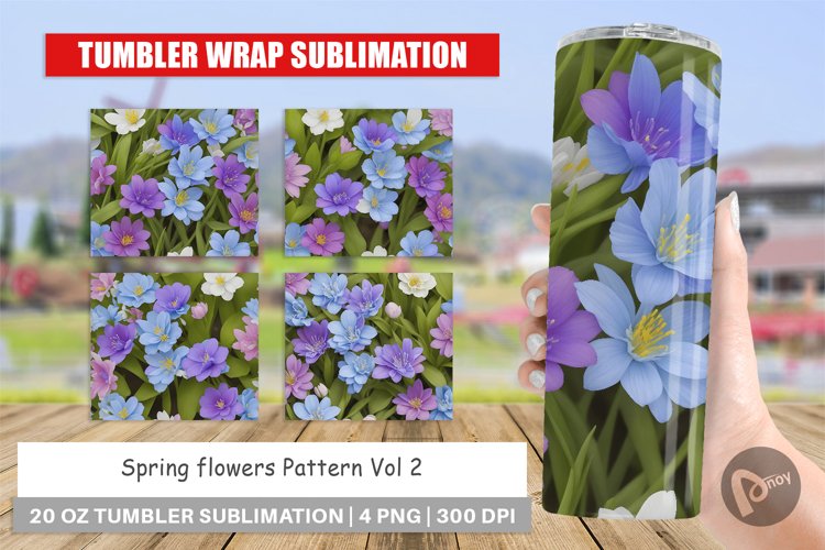 Tumbler Sublimation Wrap Spring flowers Pattern
