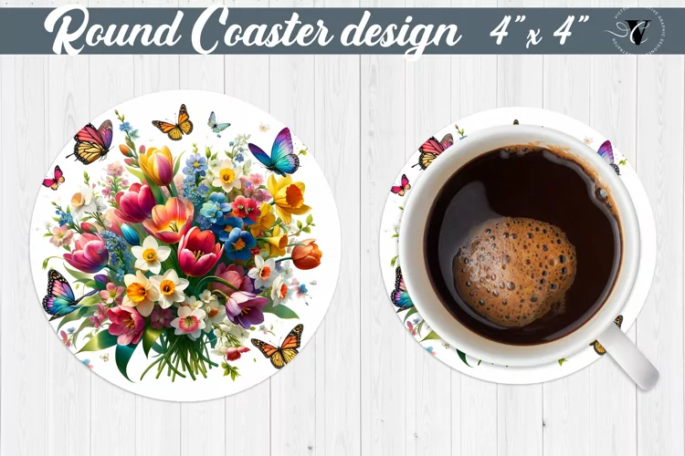 Round Coaster | Spring flowers