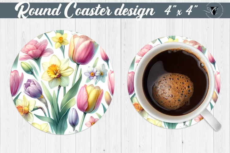 Round Coaster | Spring flowers