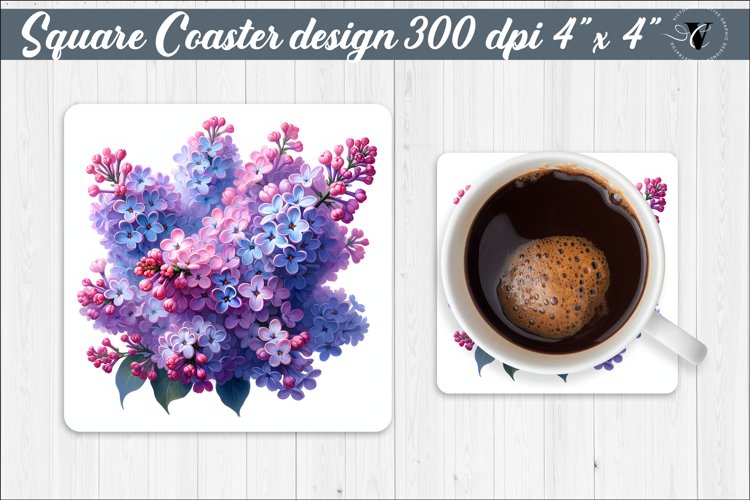 Square Coaster | Spring flowers example image 1