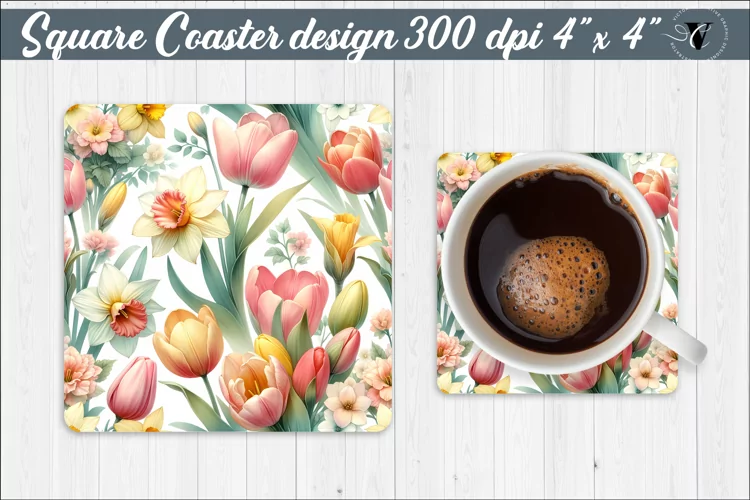 Square Coaster | Spring flowers