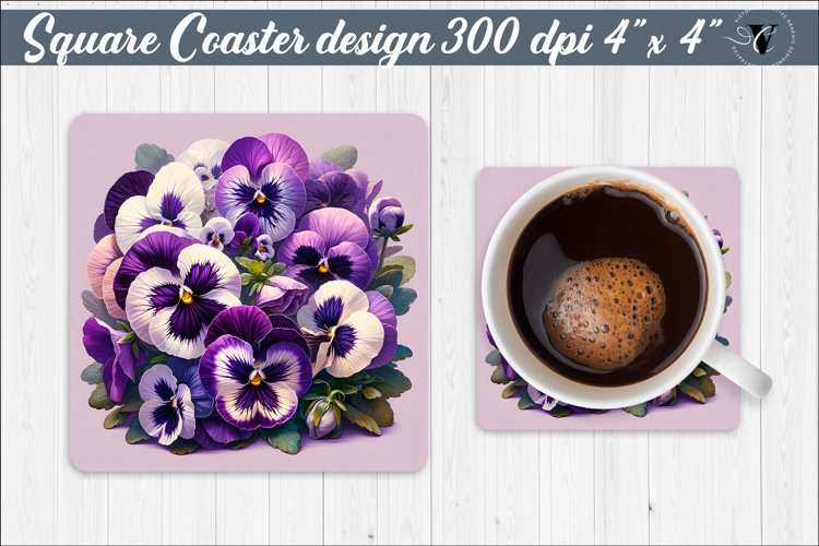 Square Coaster | Spring flowers example image 1