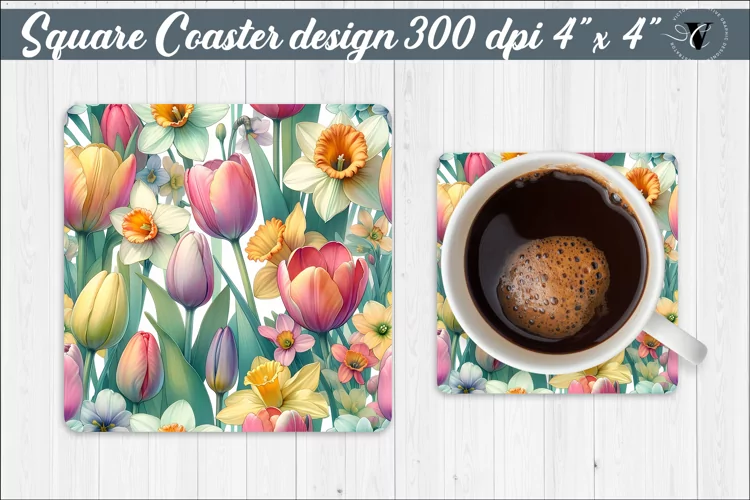 Square Coaster | Spring flowers
