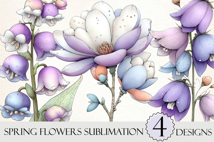 Spring Flowers Sublimation Clipart