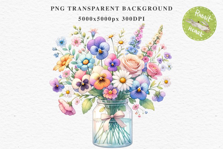 Spring Flowers Vase Daisies Pansies Lilies Snapdragon Roses