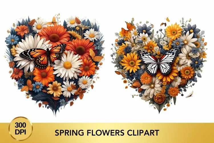 Valentine's Day spring flowers Watercolor Clipart