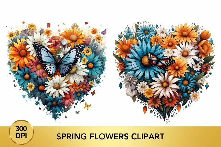 Valentine's Day spring flowers Watercolor Clipart