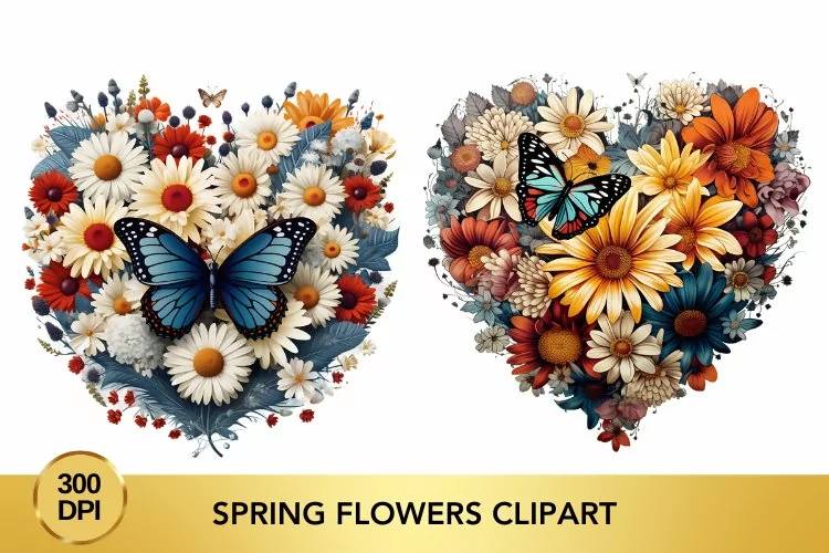Valentine's Day spring flowers Watercolor Clipart