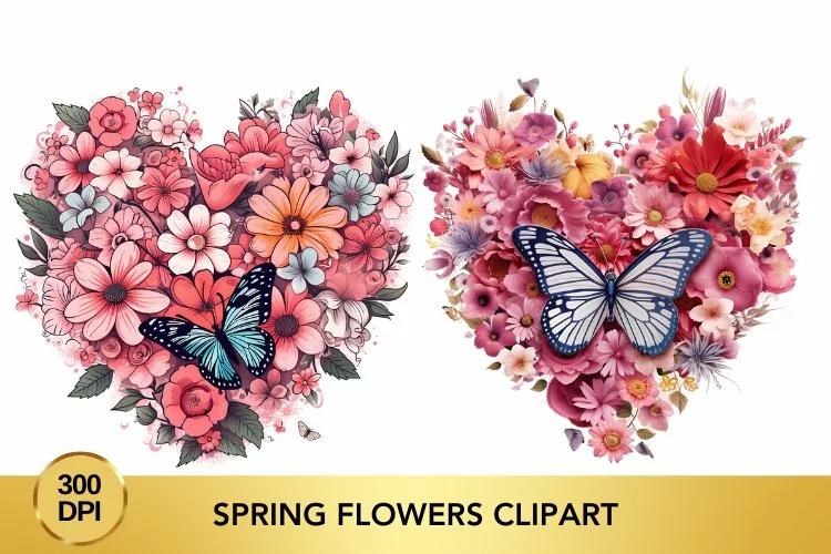 Valentine's Day spring flowers Watercolor Clipart