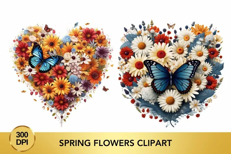 Valentine's Day spring flowers Watercolor Clipart
