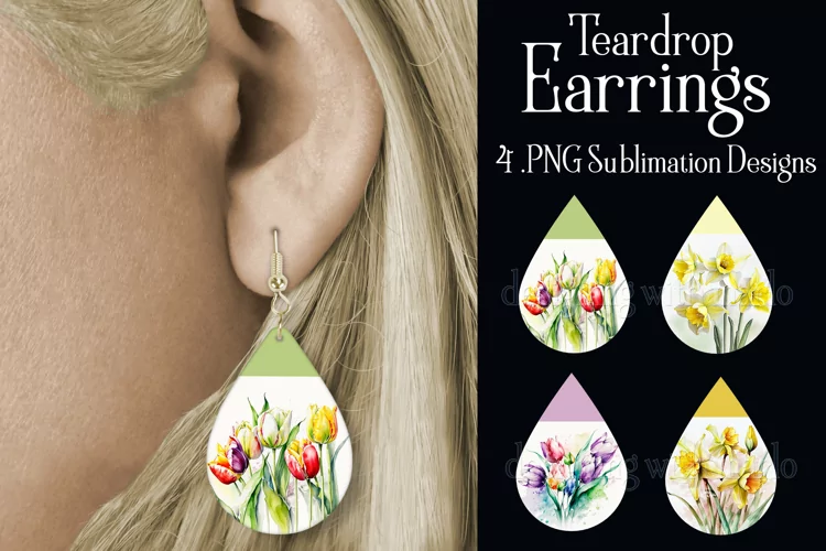 Spring Floral Earrings, Pretty Flower Teardrop Earrings, s1