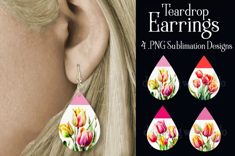 Spring Floral Earrings, Pretty Flower Teardrop Earrings, s3