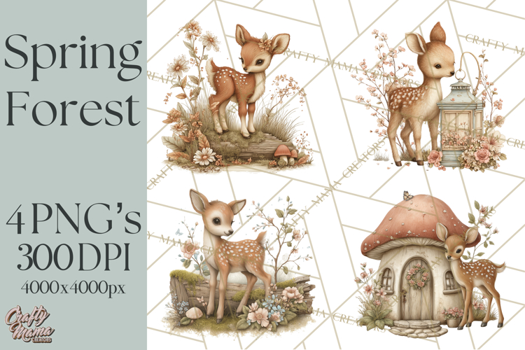 Spring Woodland Animal Clipart, Forest Animals PNG