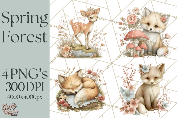 Spring Woodland Animal Clipart, Forest Animals PNG