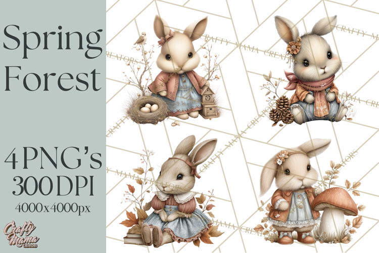 Spring Woodland Animal Clipart, Forest Animals PNG