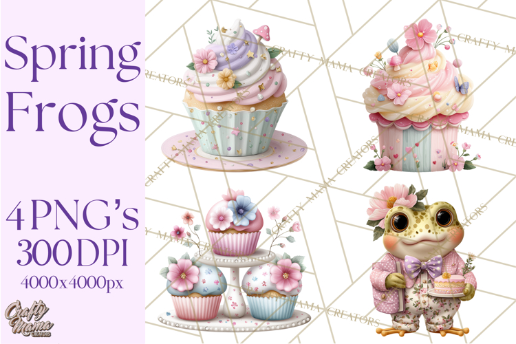 Easter Frogs in Fancy Fits, Cute Spring Clipart Png