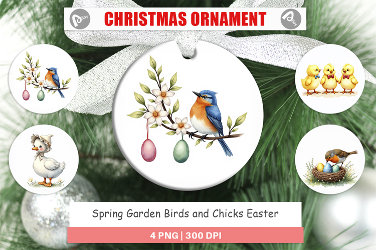 Spring Garden Birds Easter Ornament
