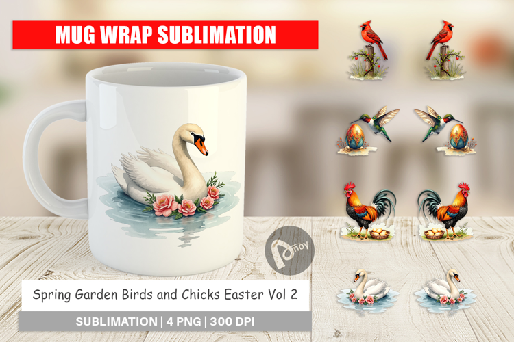Spring Garden Birds Easter Mug Wrap