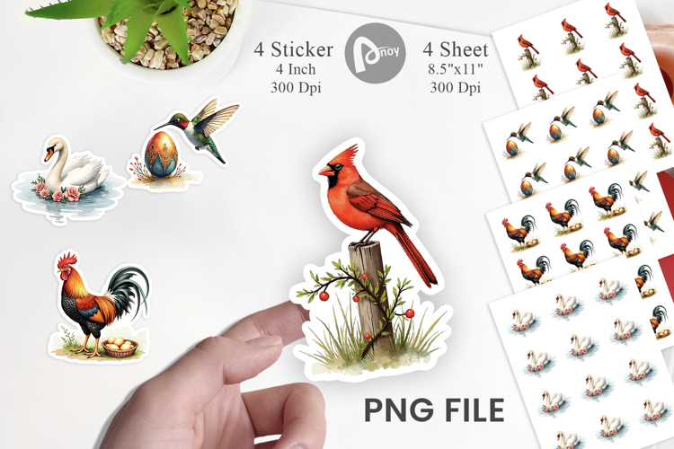 Spring Garden Birds Easter Sticker