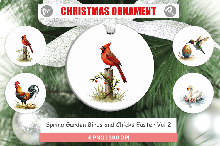 Spring Garden Birds Easter Ornament