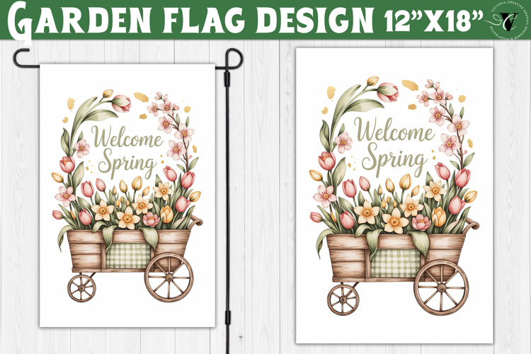 Spring Garden flag | Funny cow and flowers Yard Flag
