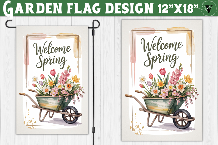 Spring Garden flag | Funny cow and flowers Yard Flag
