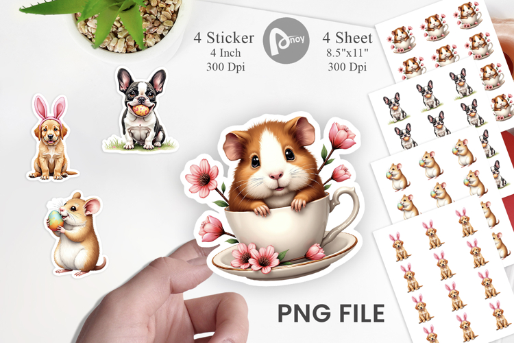 Spring Garden Pets Easter Sticker