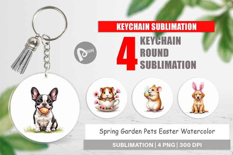 Spring Garden Pets Easter Keychain
