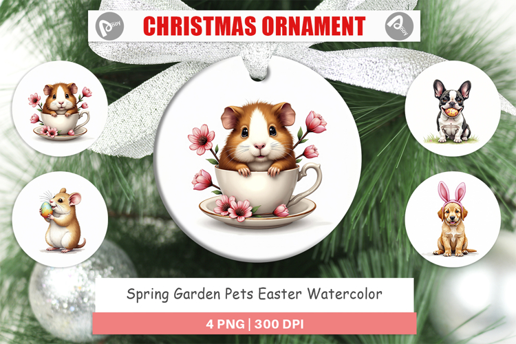 Spring Garden Pets Easter Ornament