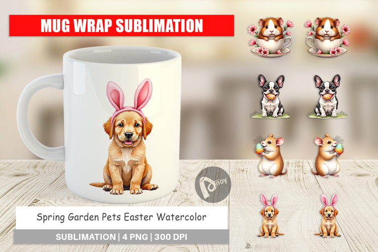 Spring Garden Pets Easter Mug Wrap