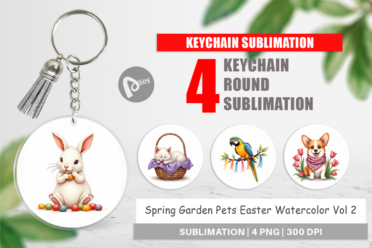 Spring Garden Pets Easter Keychain