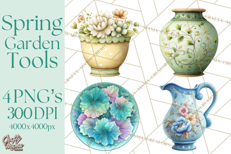 Spring Garden Clipart, Garden Tools Clip Art PNG, Watercolor