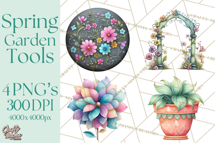 Spring Garden Clipart, Garden Tools Clip Art PNG, Watercolor