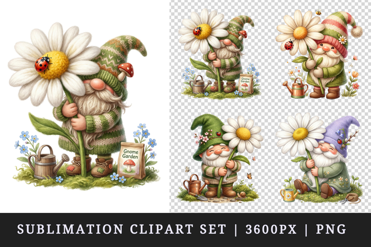 Spring Gnome clipart printable sublimation design png