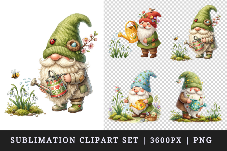 Spring Gnome clipart printable sublimation design png
