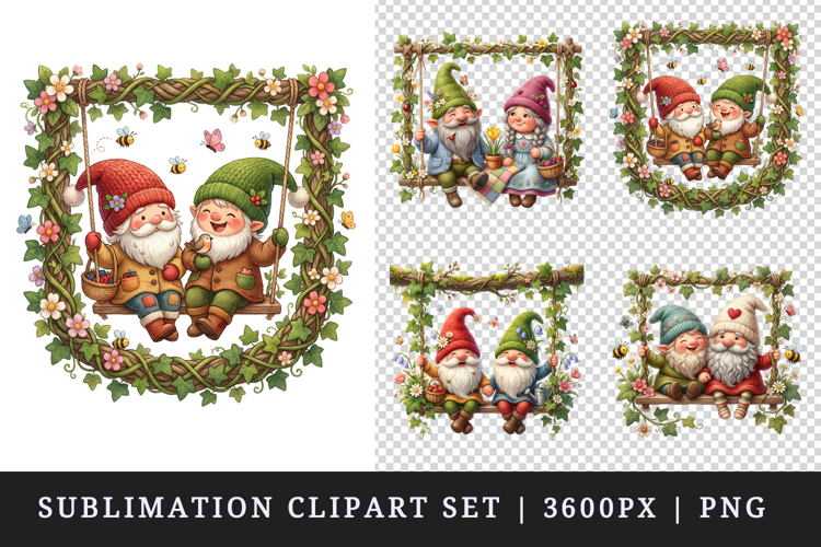 Spring Gnome clipart printable sublimation design png